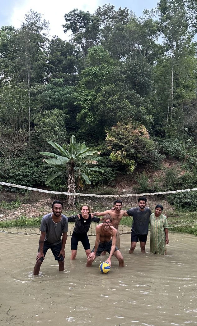 Guests enjoying activities at Astagiri Homestay coffee estate Chikmagalur